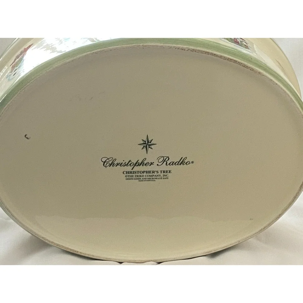 Radko Christopher's Tree Oval Covered Casserole Dish 2.5 Qt Christmas